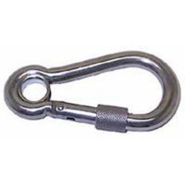 Stainless Steel Spring hook w/safety Nut 100x10mm